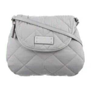 Marc Jacobs Light Gray Quilted Nylon Mini Messenger Crossbody Bag 11"X9"X2"